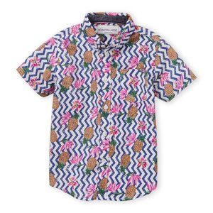 Pineapple Print Short Sleeve Button-Down Shirt